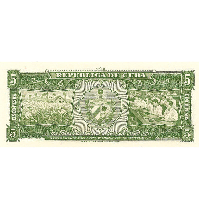 Cuba 5 Pesos 1958 Pick 91a